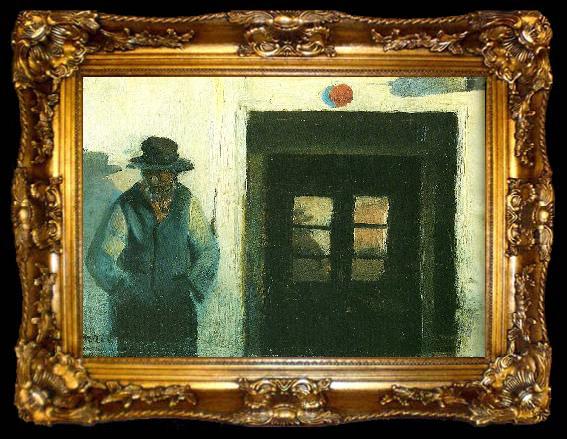 framed  Michael Ancher christoffer udenfor sit hus, ta009-2